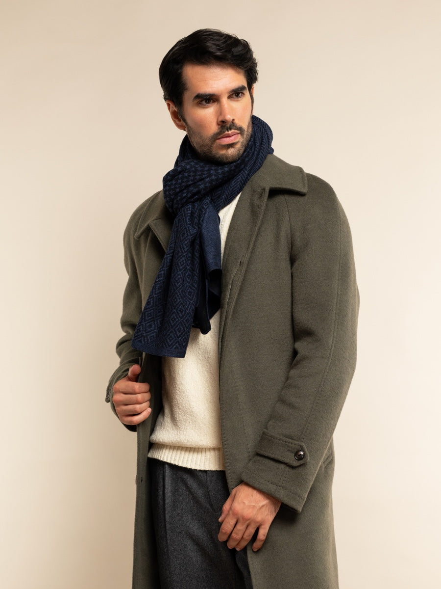 Bruno (blue) - Warm and soft Italian scarf from wool blend — photo 9 of 10