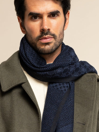 Bruno (blue) - Warm and soft Italian scarf from wool blend — photo 10 of 10