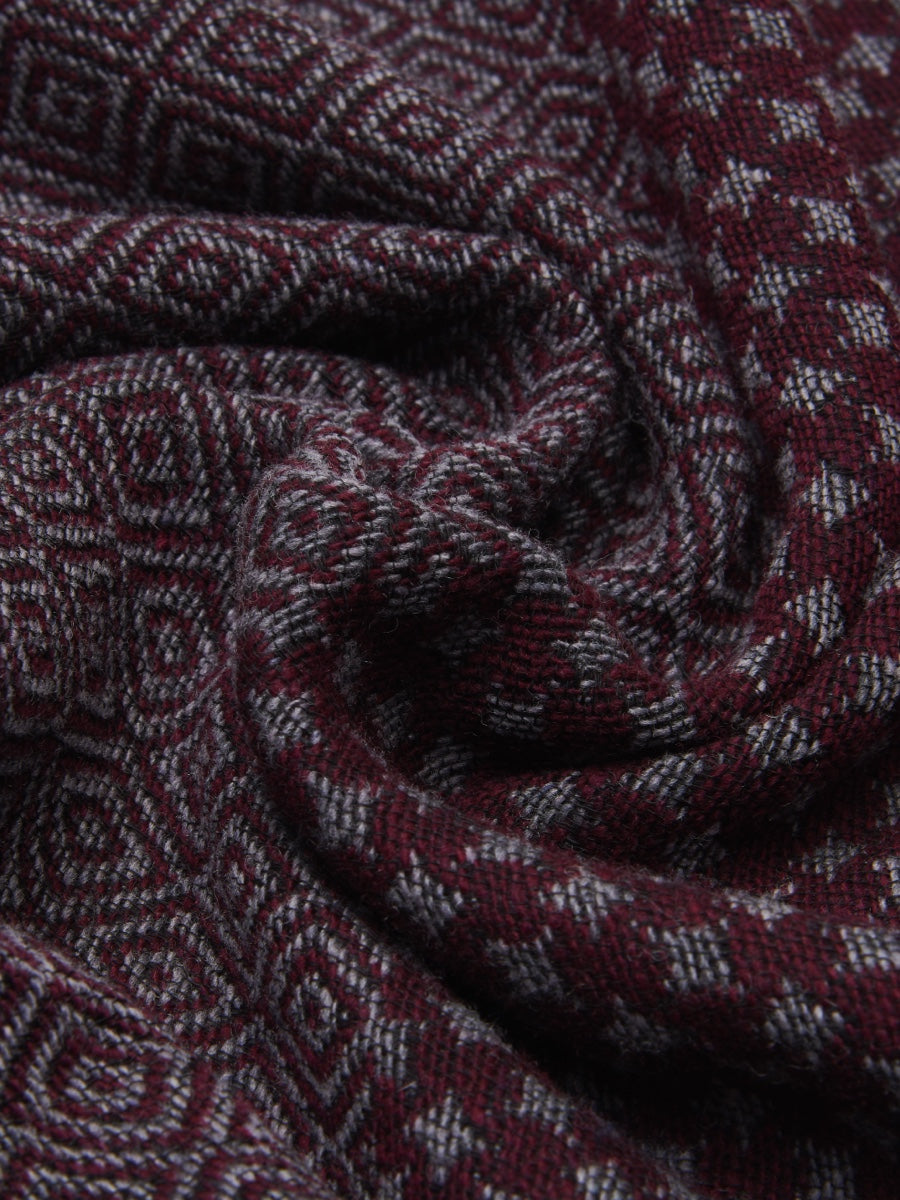 Bruno (grey/red) - Warm and soft Italian scarf from wool blend — photo 4 of 10