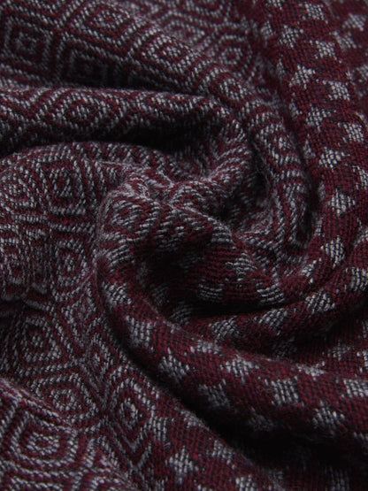 Bruno (grey/red) - Warm and soft Italian scarf from wool blend — photo 4 of 10