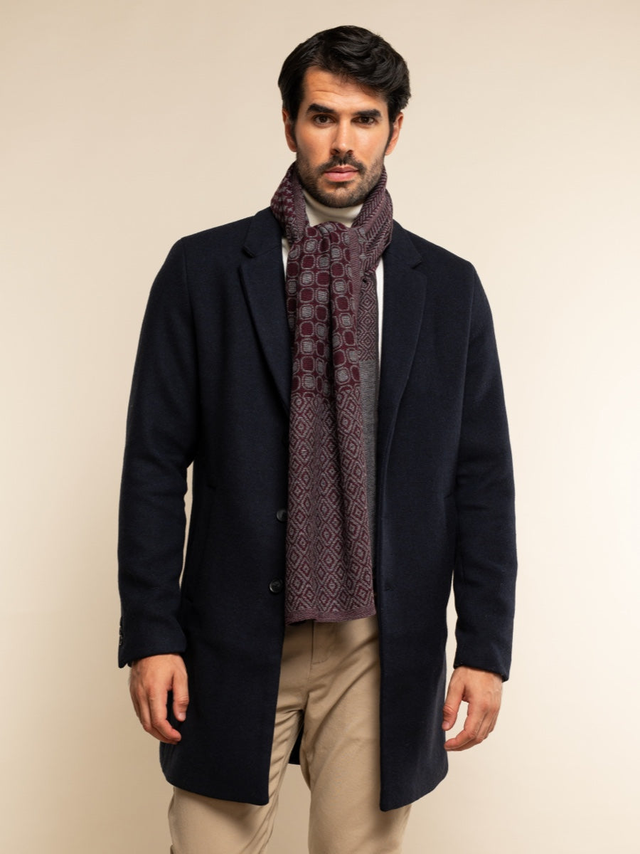 Bruno (grey/red) - Warm and soft Italian scarf from wool blend — photo 7 of 10