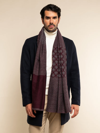 Bruno (grey/red) - Warm and soft Italian scarf from wool blend — photo 9 of 10