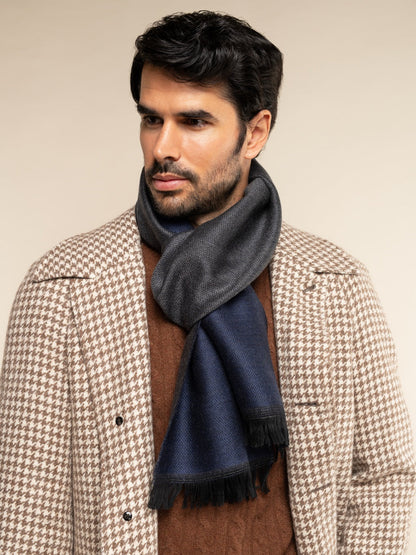 Romeo (blue/grey) - Italian warm and soft scarf made from 100% wool — photo 2 of 10