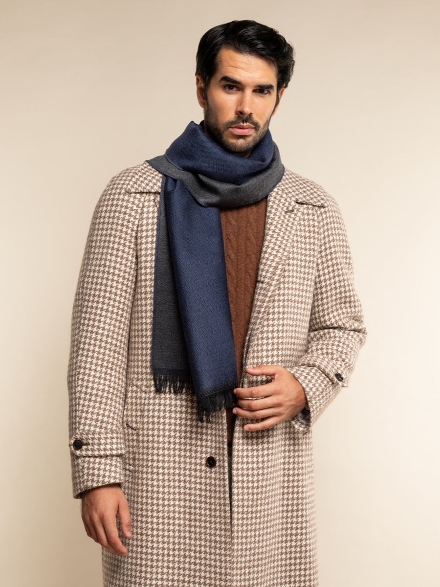 Romeo (blue/grey) - Italian warm and soft scarf made from 100% wool — photo 6 of 10