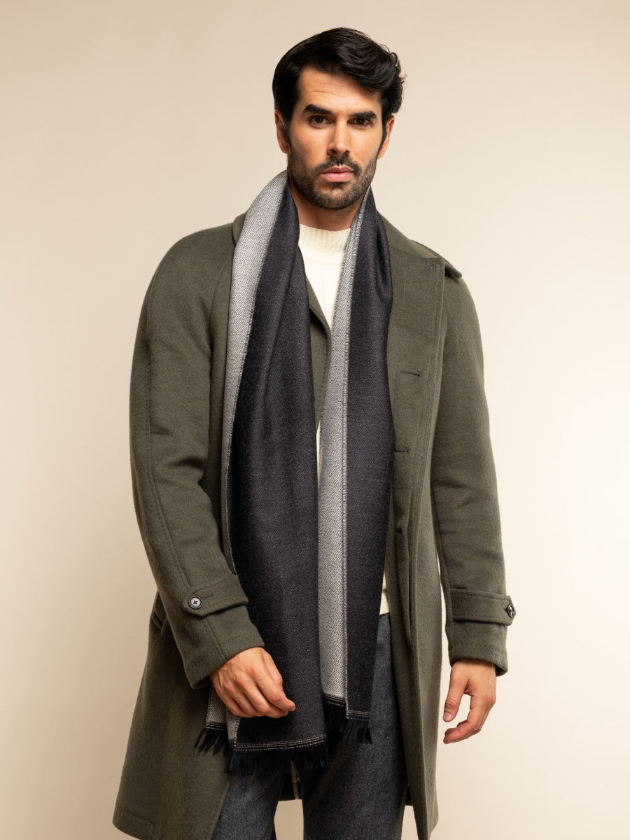Romeo (blue/grey) - Italian warm and soft scarf made from 100% wool — photo 6 of 9
