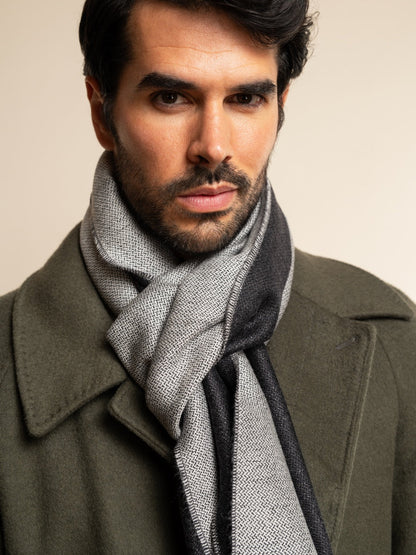 Romeo (blue/grey) - Italian warm and soft scarf made from 100% wool — photo 7 of 9