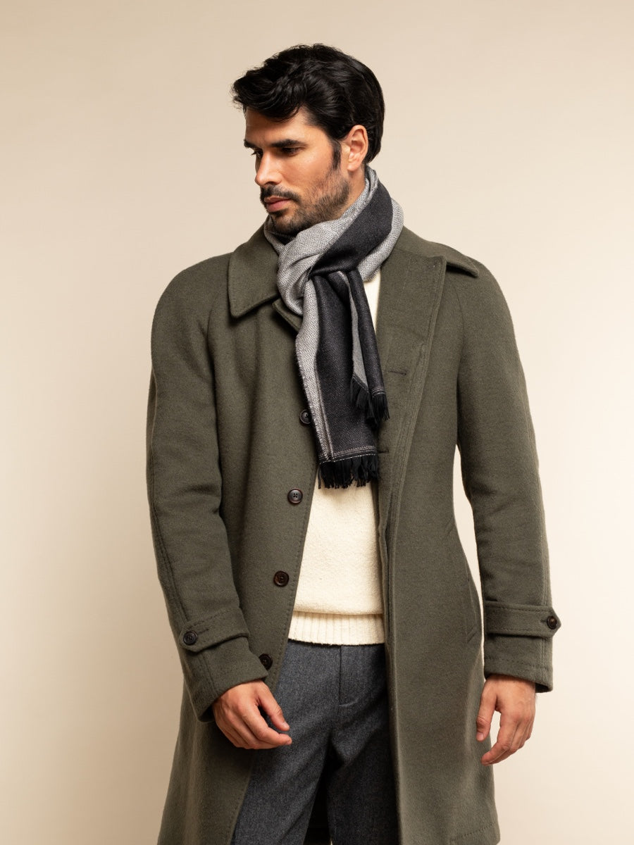 Romeo (blue/grey) - Italian warm and soft scarf made from 100% wool — photo 8 of 9