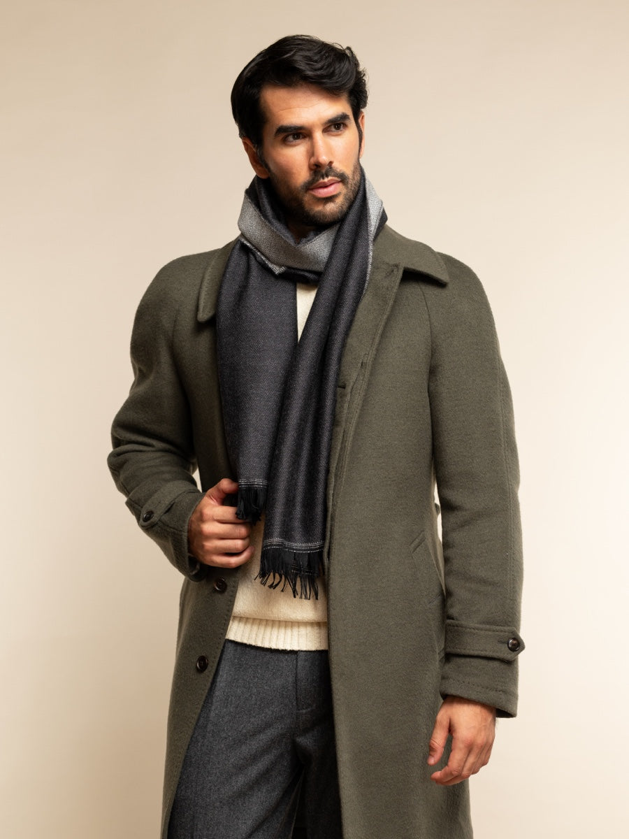 Romeo (blue/grey) - Italian warm and soft scarf made from 100% wool — photo 9 of 9