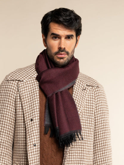 Romeo (red/grey) - Italian warm and soft scarf made from 100% wool — photo 2 of 10
