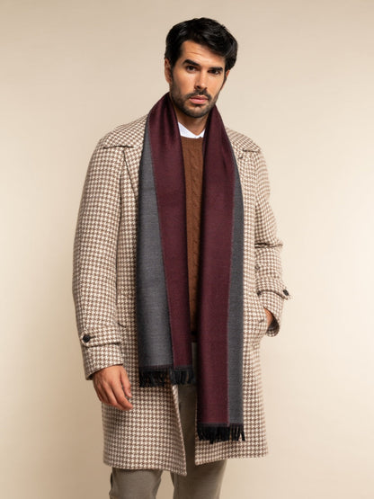 Romeo (red/grey) - Italian warm and soft scarf made from 100% wool — photo 7 of 10