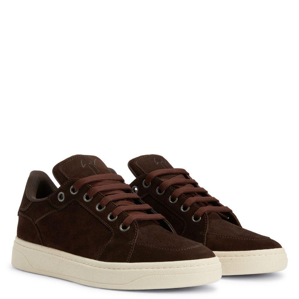 Giuseppe Zanotti GZ94 Men's Luxury Suede Lace-Up Sneakers with Unique Logo Detailing