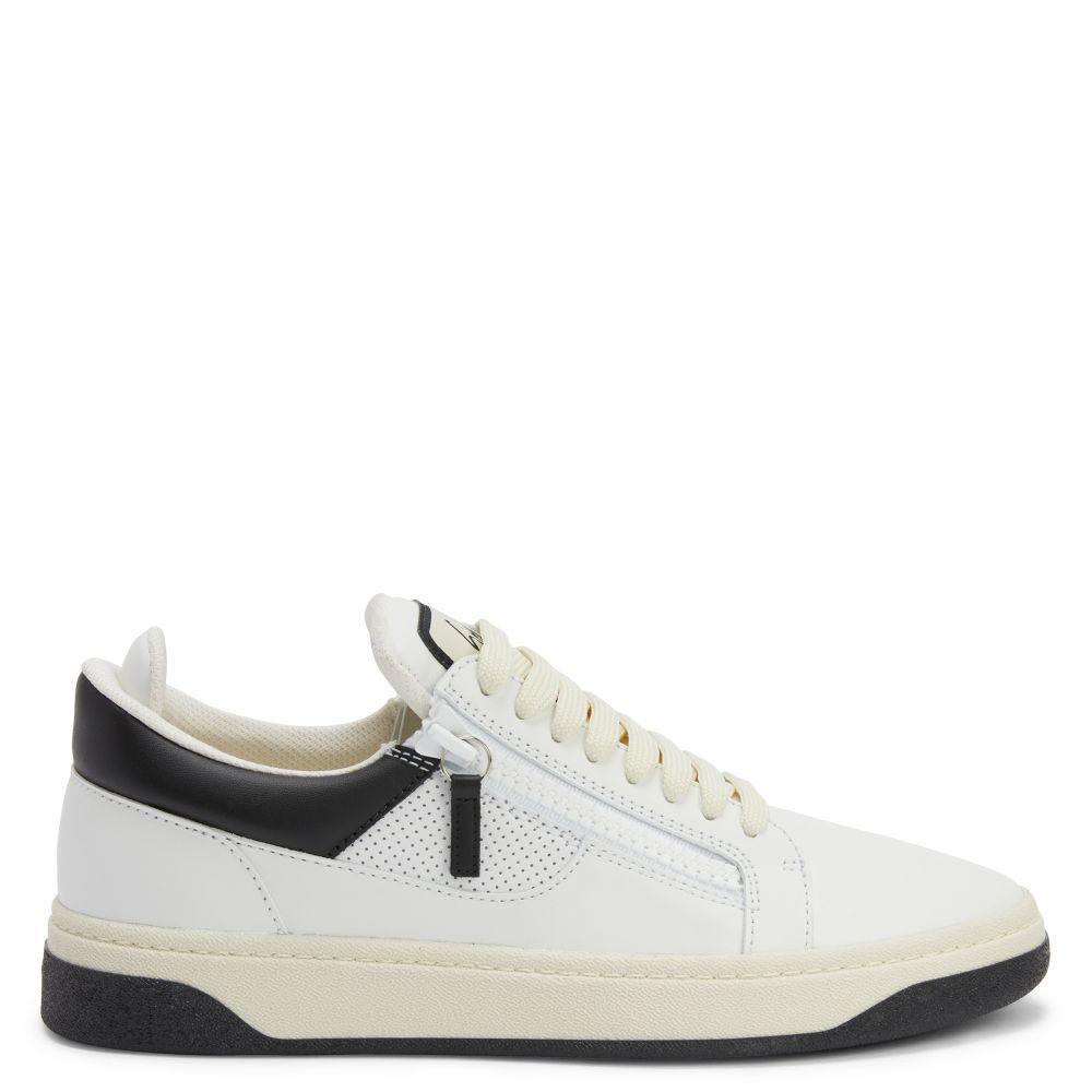 Giuseppe Zanotti GZ94 Men's Luxury Low-Top Sneakers with Perforated Leather and Side Zips