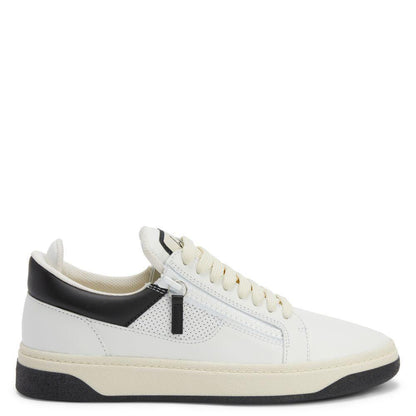 Giuseppe Zanotti GZ94 Men's Luxury Low-Top Sneakers with Perforated Leather and Side Zips