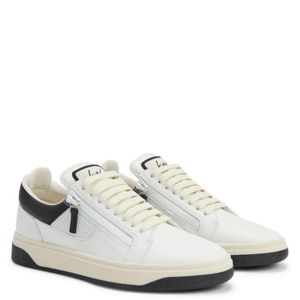 Giuseppe Zanotti GZ94 Men's Luxury Low-Top Sneakers with Perforated Leather and Side Zips