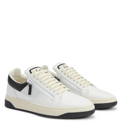Giuseppe Zanotti GZ94 Men's Luxury Low-Top Sneakers with Perforated Leather and Side Zips