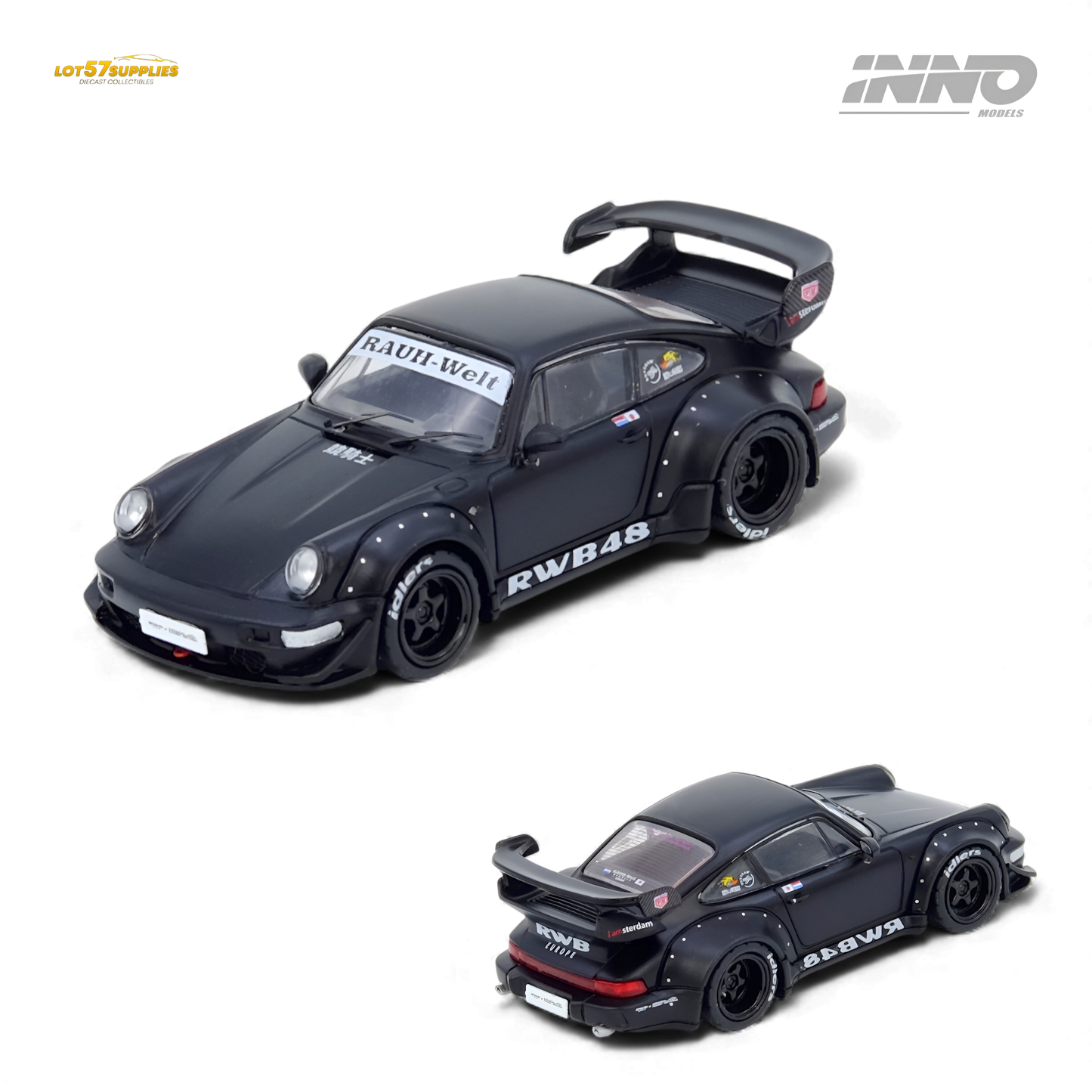 (Vorbestellung) INNO64 RWB 964 Darth Vader Schwarz Matt 1:64