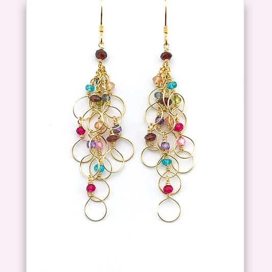 Rainbow Chain Loop Earrings