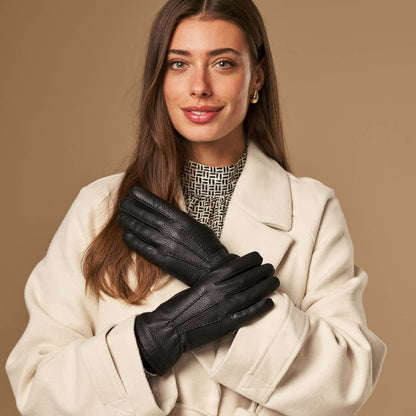 Raya (black) – Deerskin leather gloves with warm wool lining — photo 8 of 10