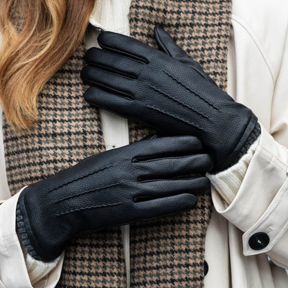Raya (black) – Deerskin leather gloves with warm wool lining — photo 4 of 10