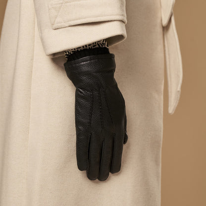 Raya (black) – Deerskin leather gloves with warm wool lining — photo 6 of 10