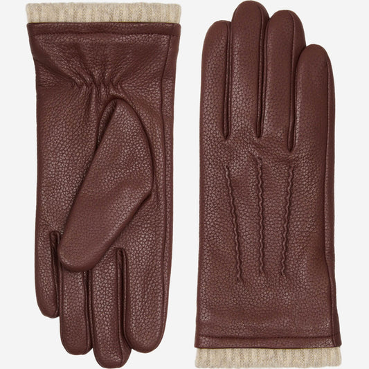 Raya (brown) – Deerskin leather gloves with warm wool lining — photo 1 of 7
