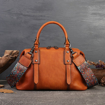 Retro Leather Tote Bag for Women Full Grain Leather Crossbody Bag