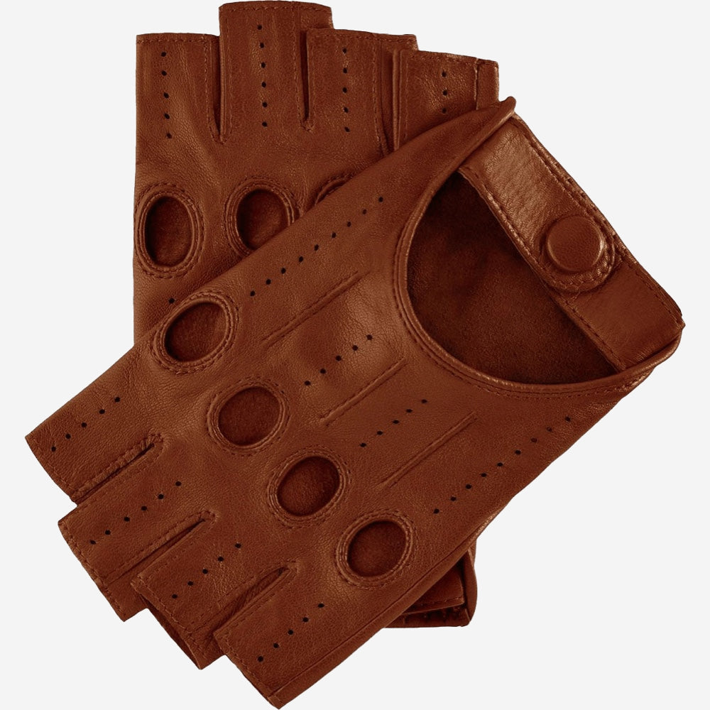 Rossana (cognac) - Italian fingerless lambskin leather driving gloves — photo 1 of 10
