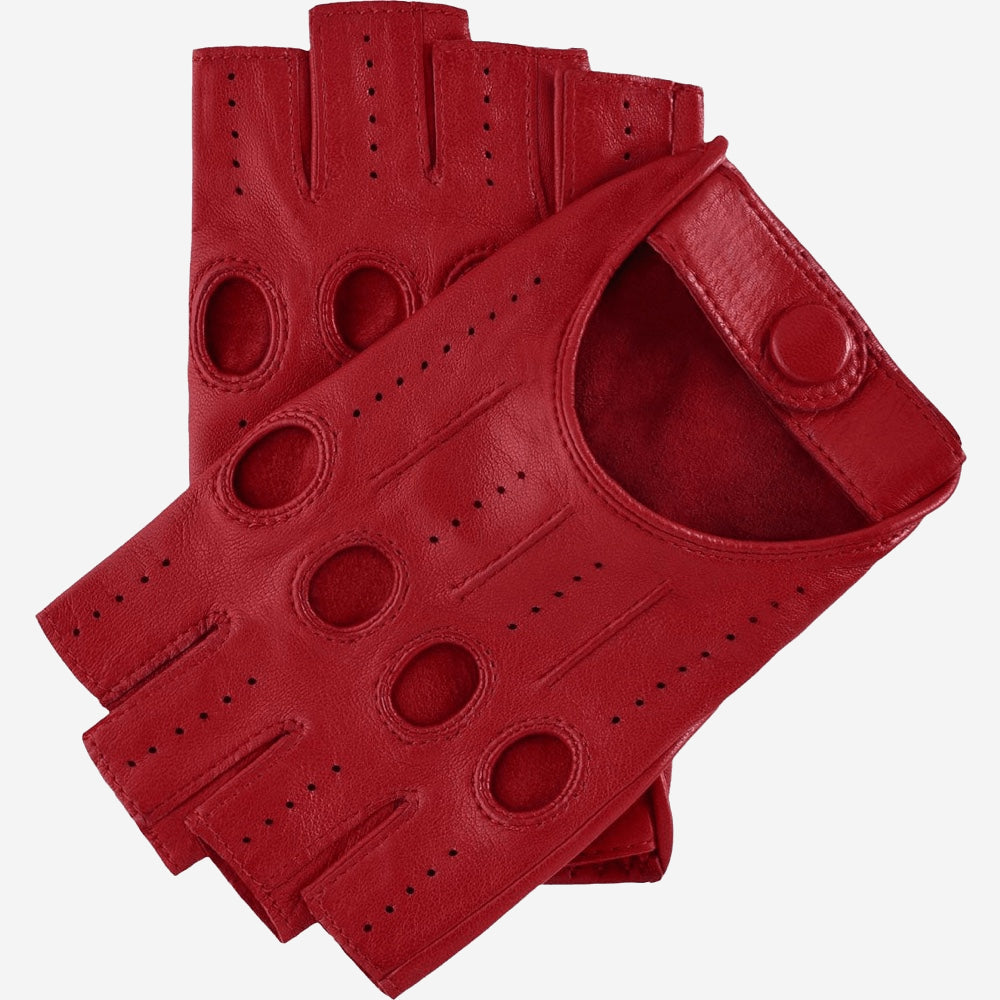 Rossana (red) - Italian fingerless lambskin leather driving gloves — photo 2 of 10