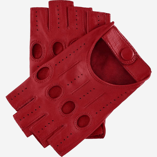 Rossana (red) - Italian fingerless lambskin leather driving gloves — photo 2 of 10