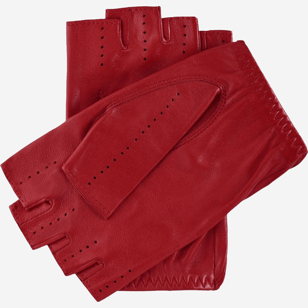 Rossana (red) - Italian fingerless lambskin leather driving gloves — photo 3 of 10