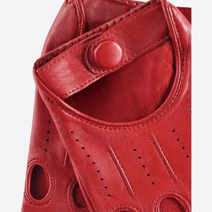 Rossana (red) - Italian fingerless lambskin leather driving gloves — photo 4 of 10