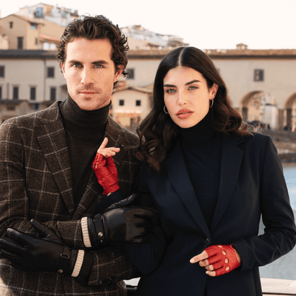 Rossana (red) - Italian fingerless lambskin leather driving gloves — photo 7 of 10