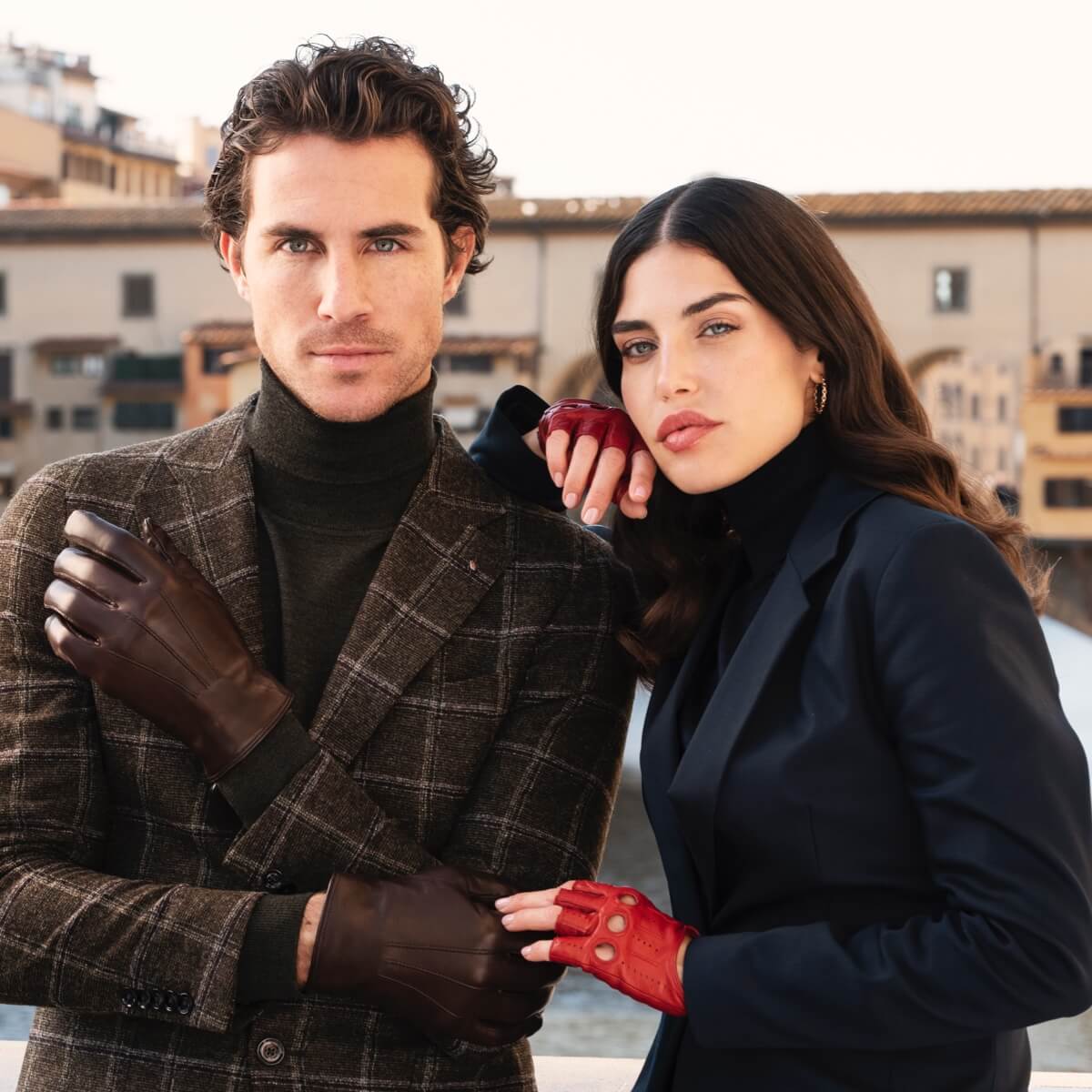 Rossana (red) - Italian fingerless lambskin leather driving gloves — photo 9 of 10