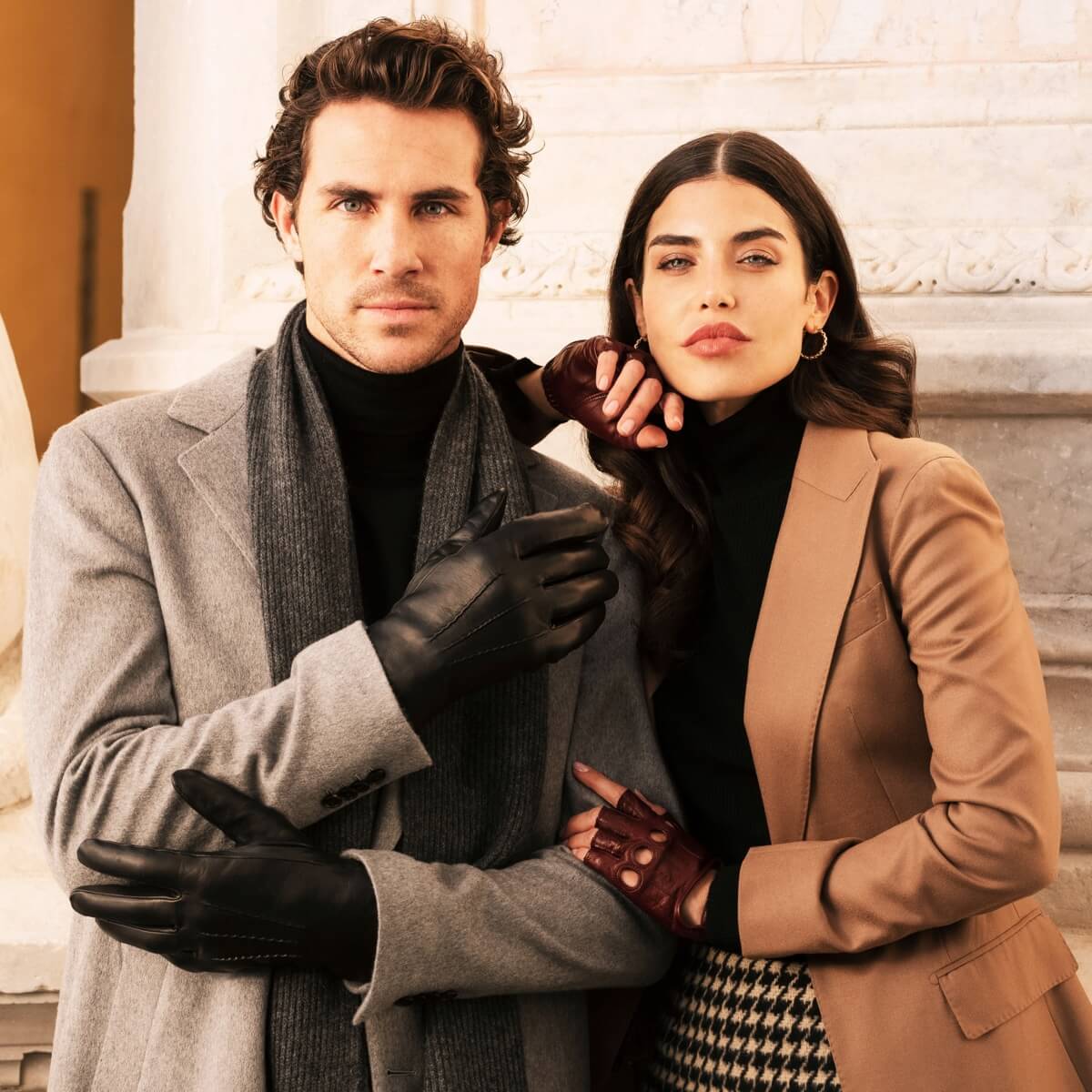 Rossana (cordovan) - Italian fingerless lambskin leather driving gloves — photo 5 of 10