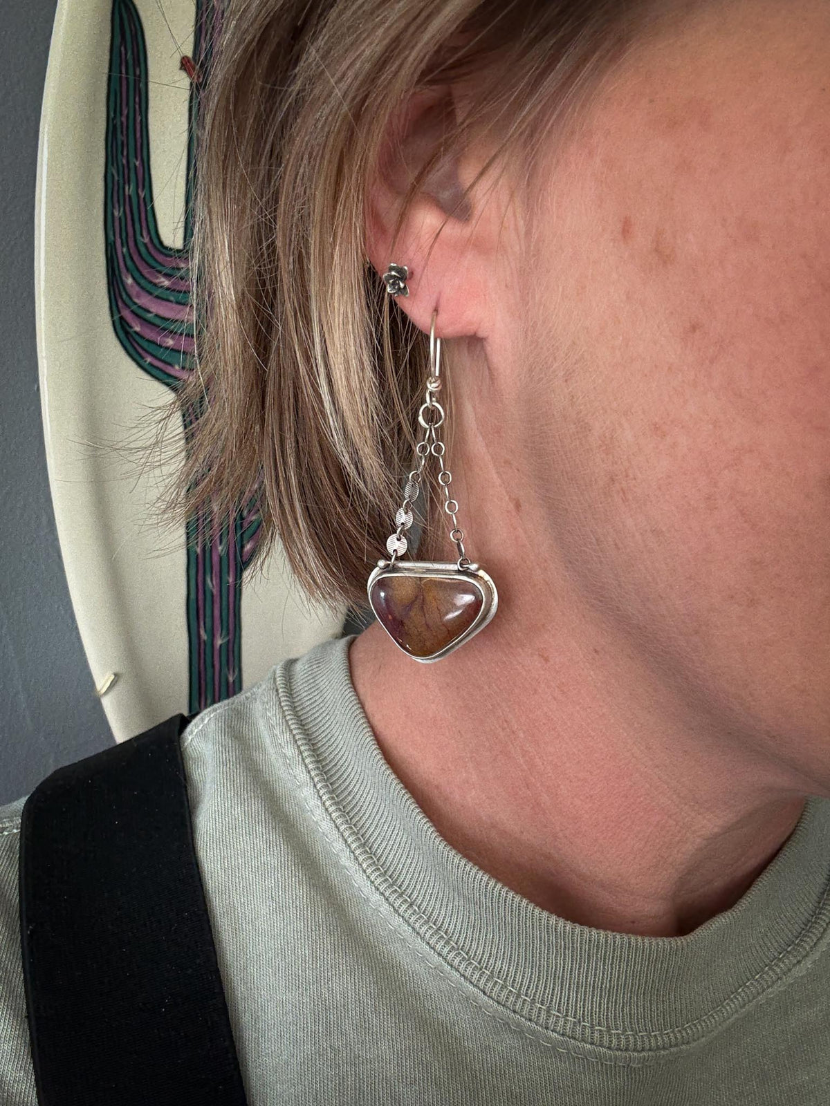 Mookeite Jasper Earrings | Sterling Silver Swing Dangles | Earthy Movement Jewelry