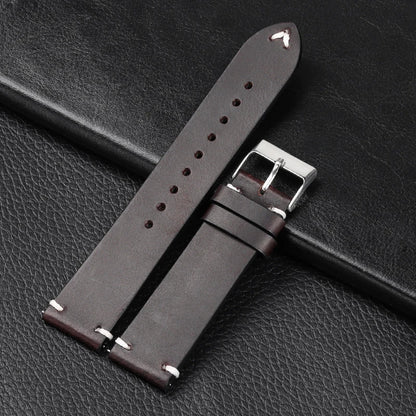 Motorola Moto Retro Oil Wax Leather Watch Band Quick Release Strap