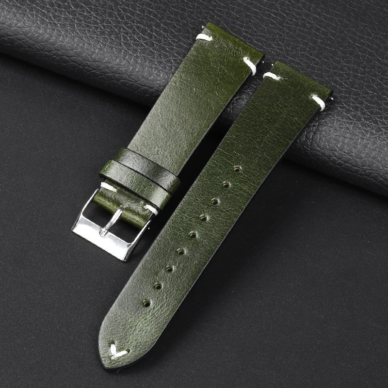 Motorola Moto Retro Oil Wax Leather Watch Band Quick Release Strap