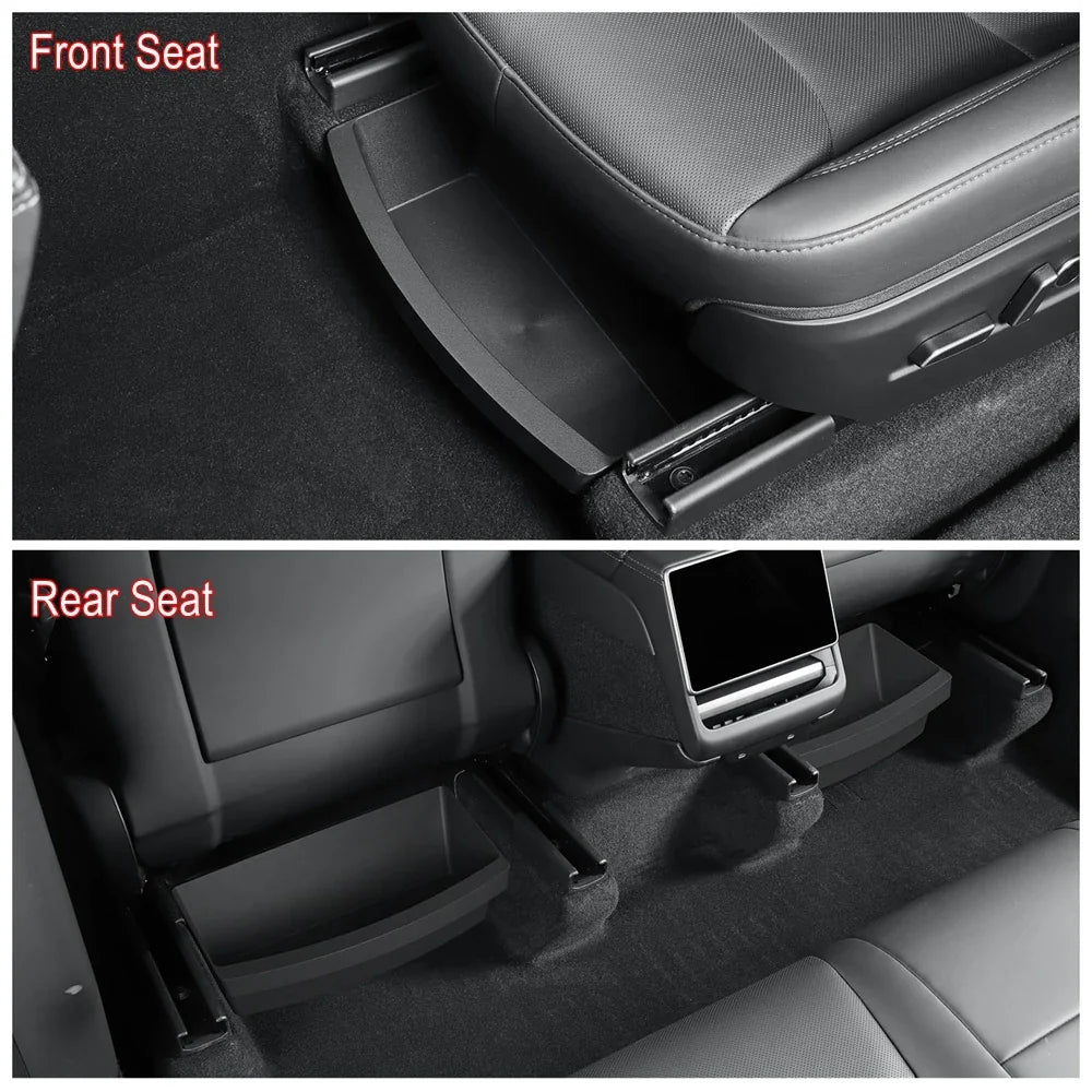 For Tesla New Model Y 2025 Juniper Launch Under Seat Storage Box Case Car Seat Organizer Vehicle Underseat Drawer Tray Accessory