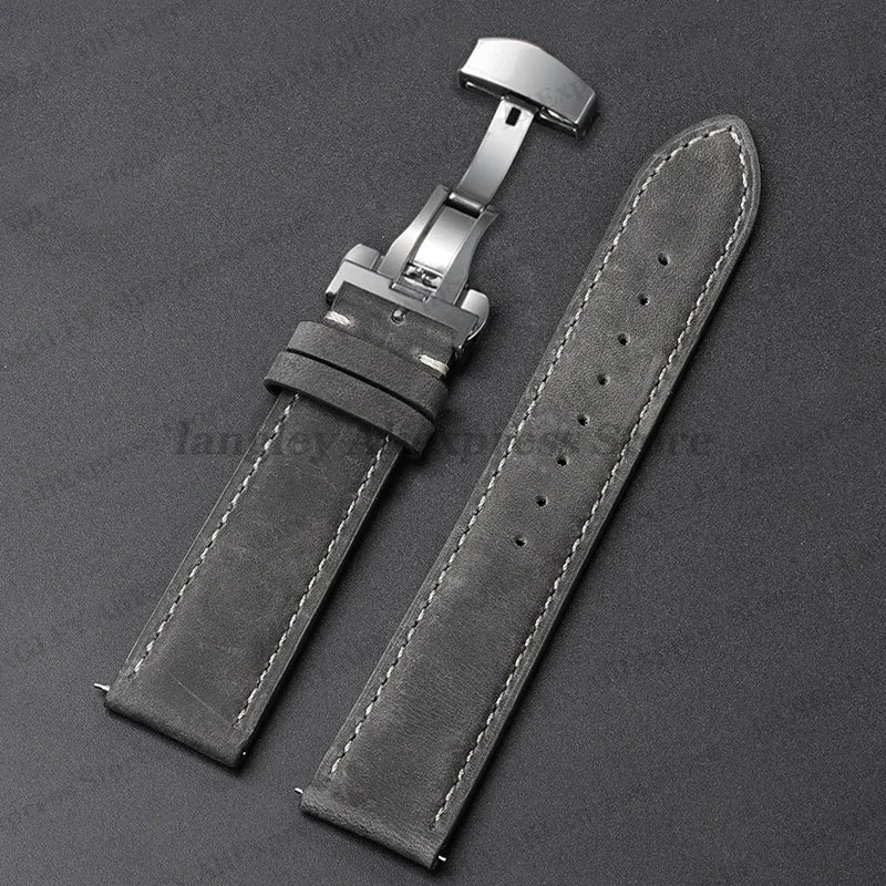 Motorola Moto Leather Watch Band, Butterfly Buckle Strap, Brown