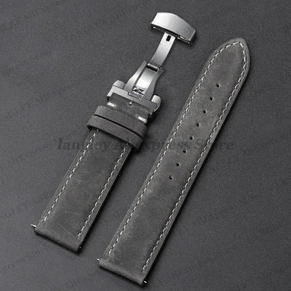 Motorola Moto Leather Watch Band, Butterfly Buckle Strap, Brown
