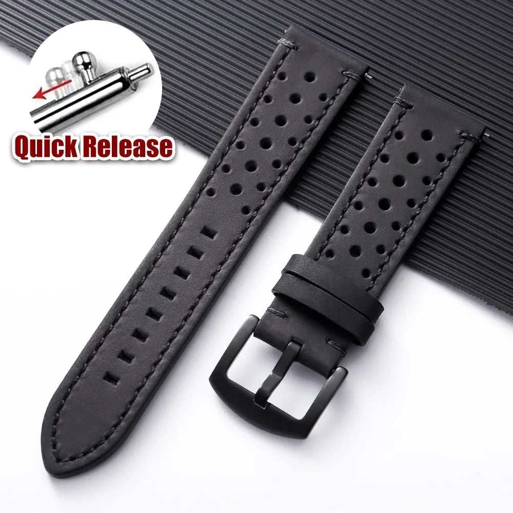 Motorola Moto Quick Release Leather Watch Band Breathable Vintage Strap