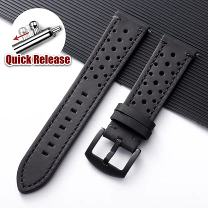 Motorola Moto Quick Release Leather Watch Band Breathable Vintage Strap