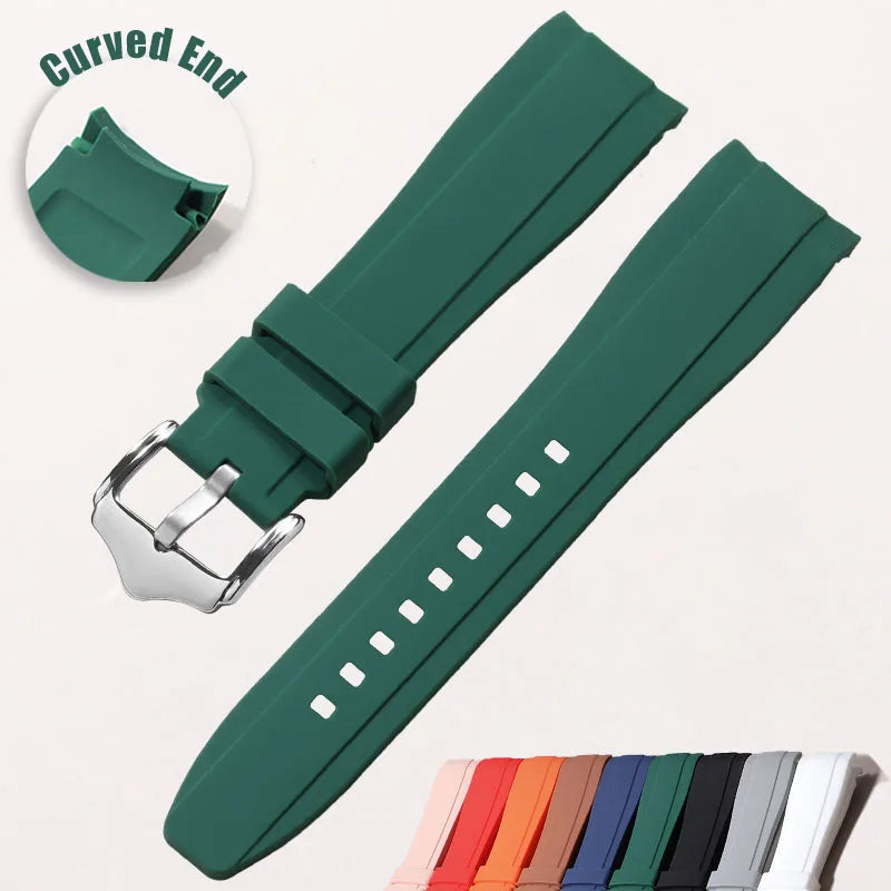 Motorola Moto Curved End Silicone Watch Band, Waterproof Rubber Strap