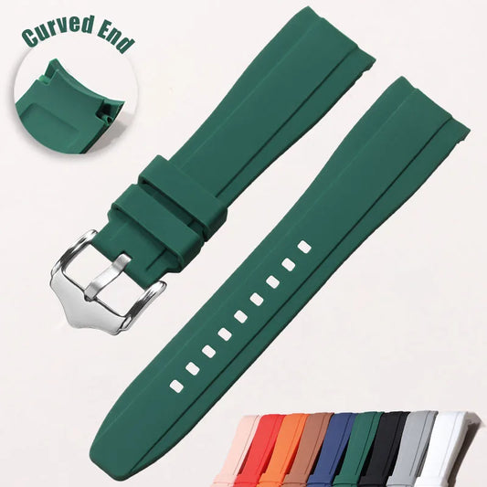 Motorola Moto Curved End Silicone Watch Band, Waterproof Rubber Strap