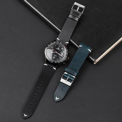 Motorola Moto Retro Oil Wax Leather Watch Band Quick Release Strap