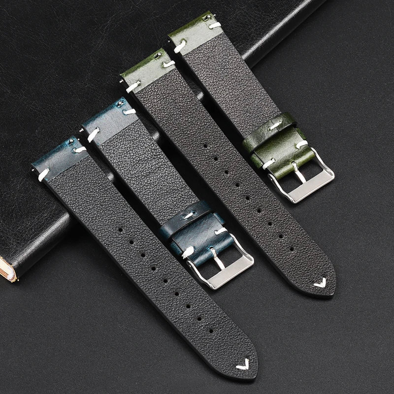 Motorola Moto Retro Oil Wax Leather Watch Band Quick Release Strap
