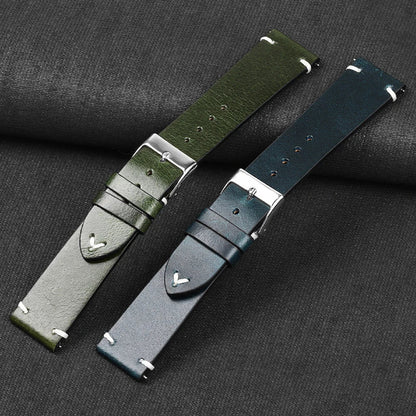 Motorola Moto Retro Oil Wax Leather Watch Band Quick Release Strap