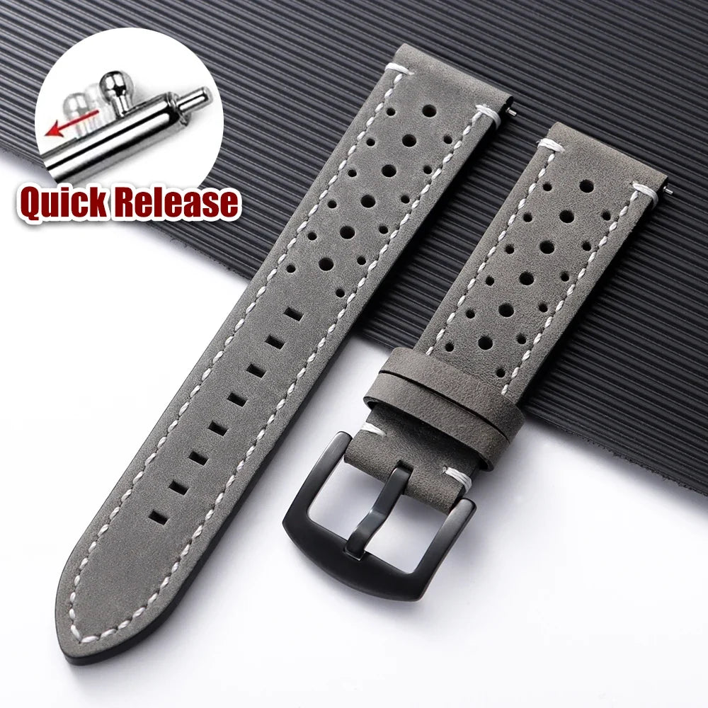 Motorola Moto Quick Release Leather Watch Band Breathable Vintage Strap
