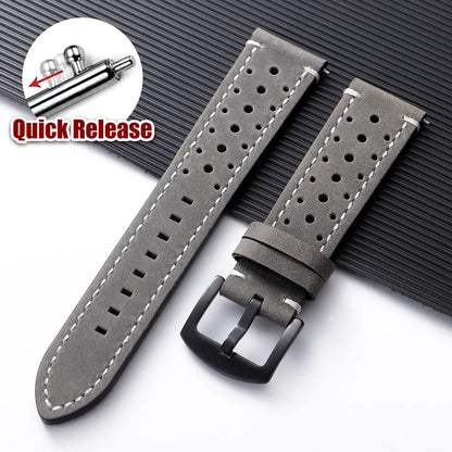 Motorola Moto Quick Release Leather Watch Band Breathable Vintage Strap