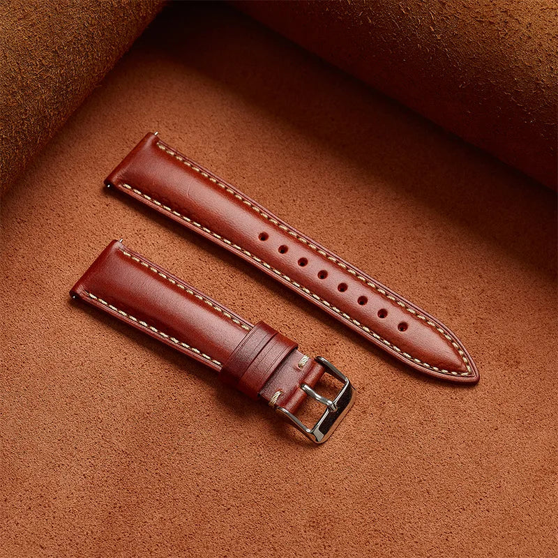 Motorola Moto Oil Wax Leather Watch Band - Cowhide Quick Release Straps